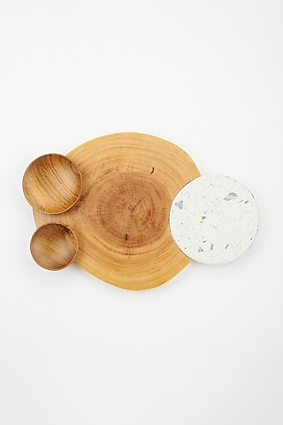 Brown Acacia Wood & Terrazzo Platter by Tessera