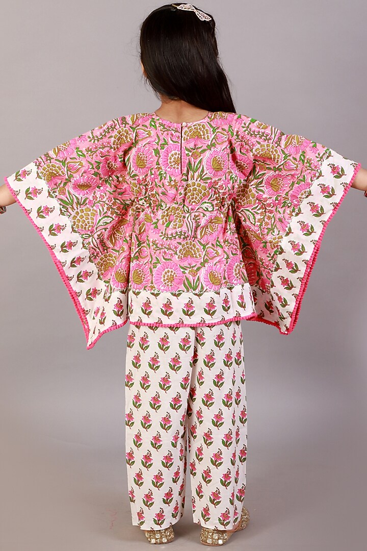 Pink Cotton Printed Kaftan Set For Girls by Teeni's Kidswear at Pernia's Pop Up Shop