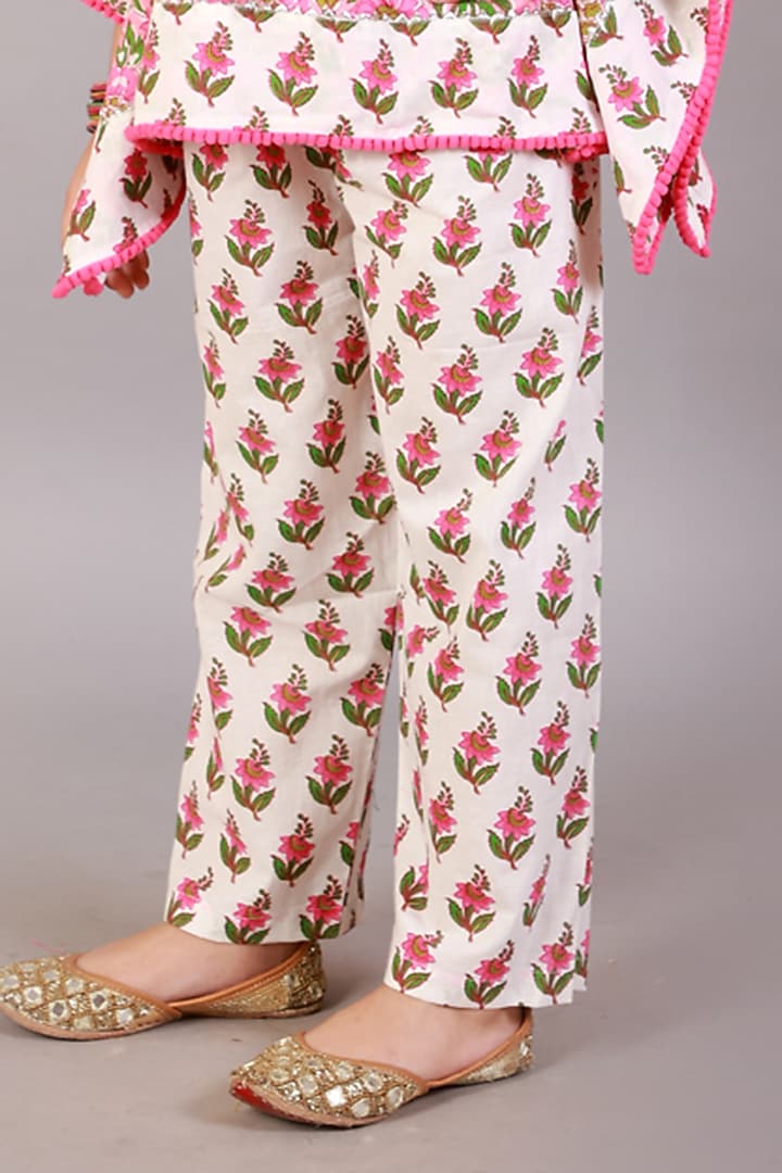 Pink Cotton Printed Kaftan Set For Girls by Teeni's Kidswear at Pernia's Pop Up Shop