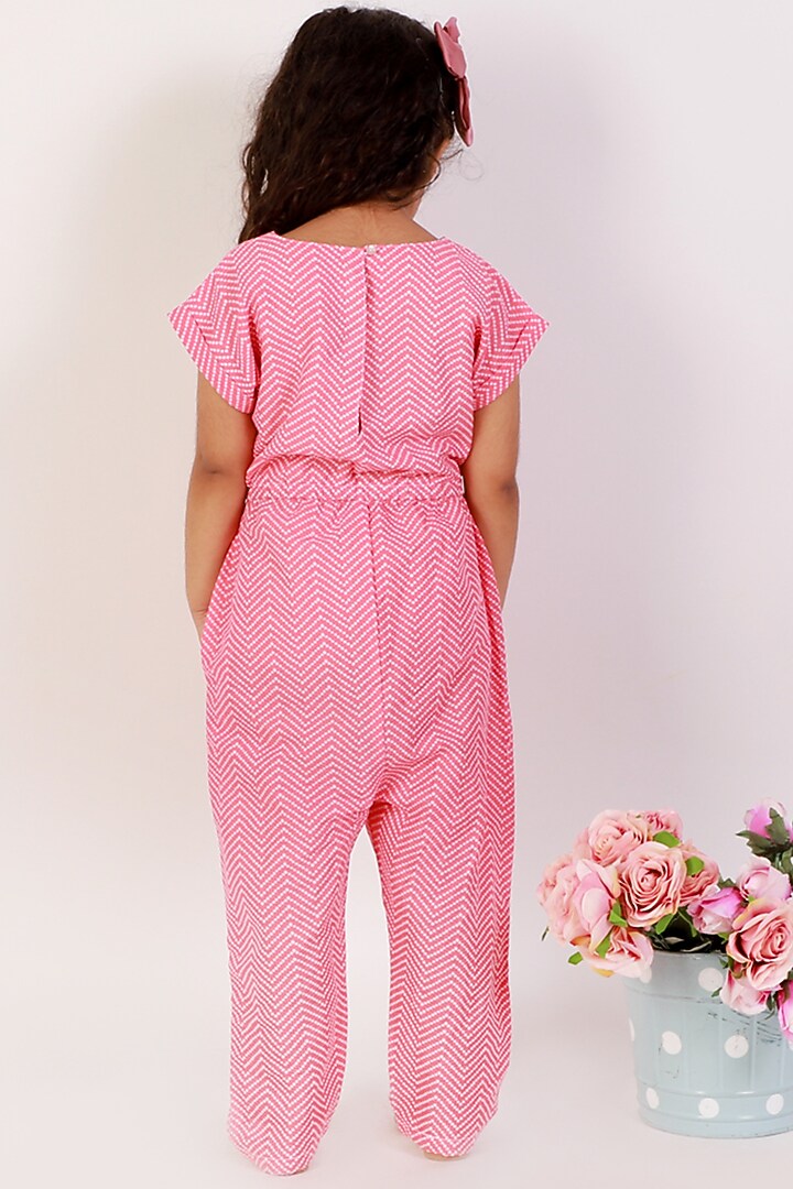 Pink Cotton Printed Jumpsuit For Girls by Teeni's Kidswear at Pernia's Pop Up Shop
