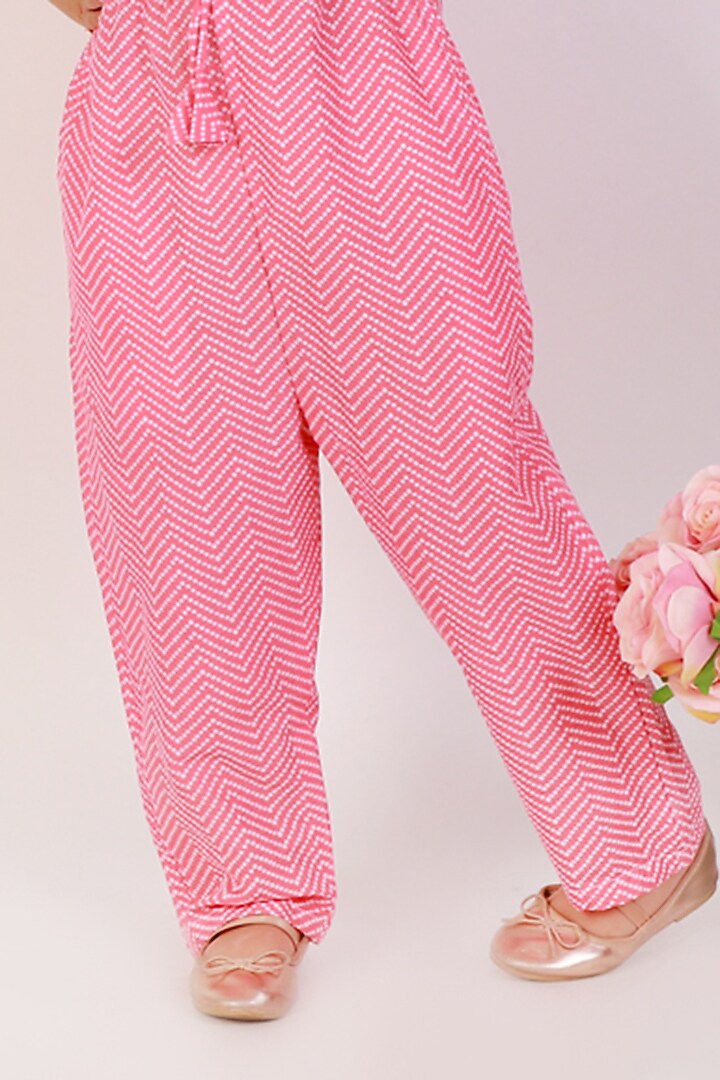 Pink Cotton Printed Jumpsuit For Girls by Teeni's Kidswear at Pernia's Pop Up Shop