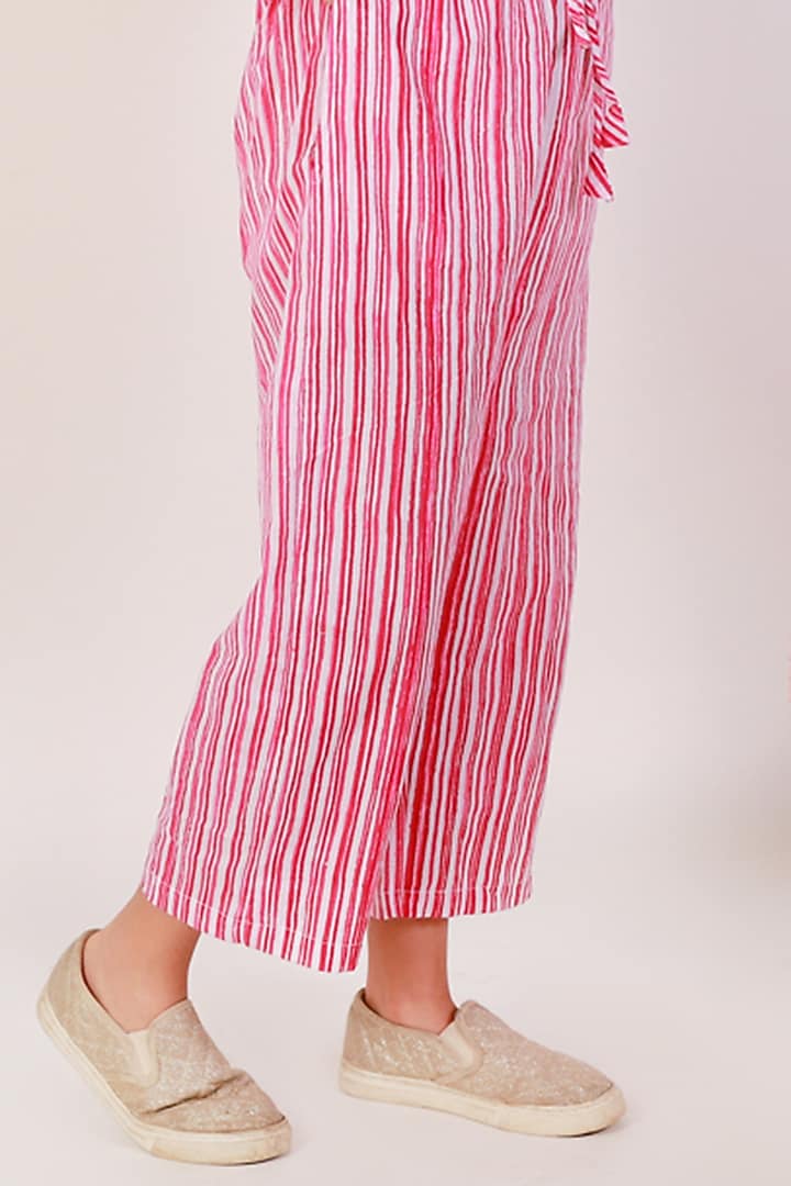 Pink Cotton Printed Jumpsuit For Girls by Teeni's Kidswear at Pernia's Pop Up Shop
