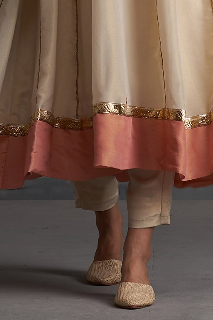 Cream Tissue Silk Party Wear Anarkali Set by Affroz at Pernia's Pop Up Shop