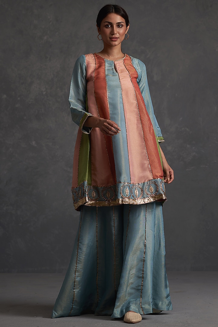 Multi-Colored Tissue Silk Party Wear Sharara Set by Affroz at Pernia's Pop Up Shop