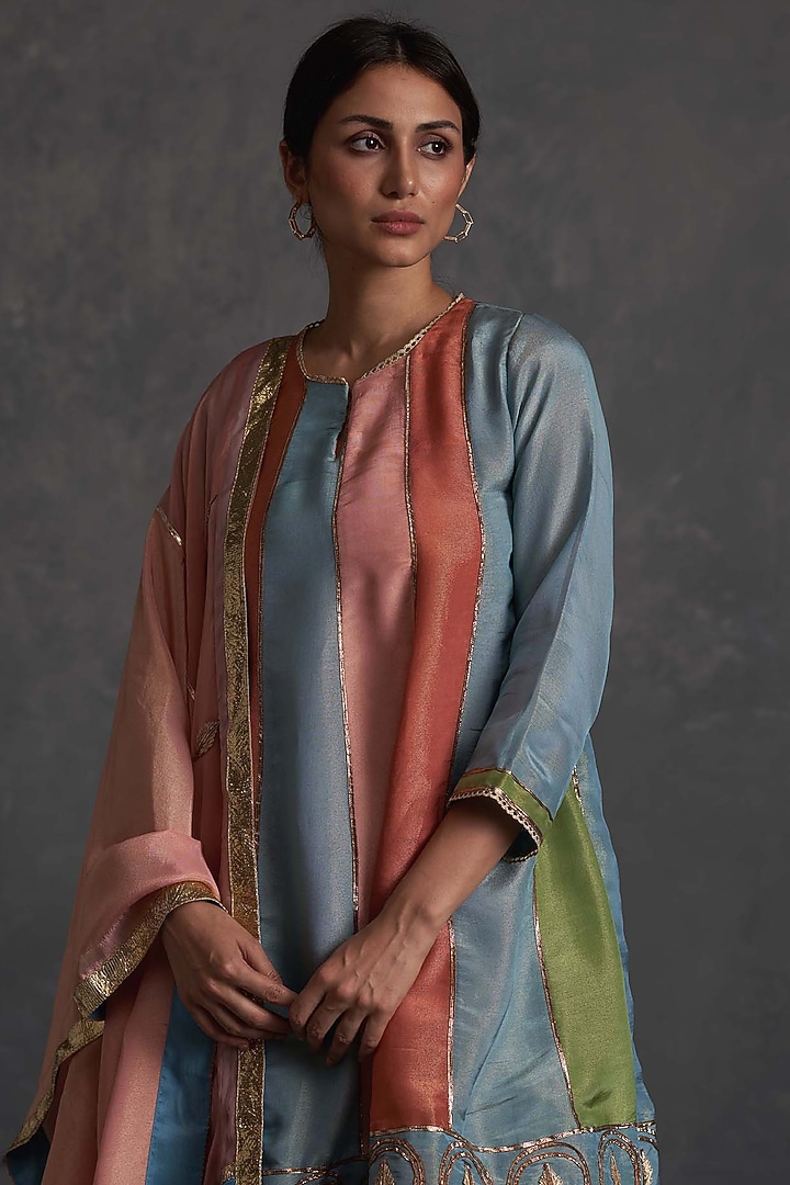 Multi-Colored Tissue Silk Party Wear Sharara Set by Affroz at Pernia's Pop Up Shop