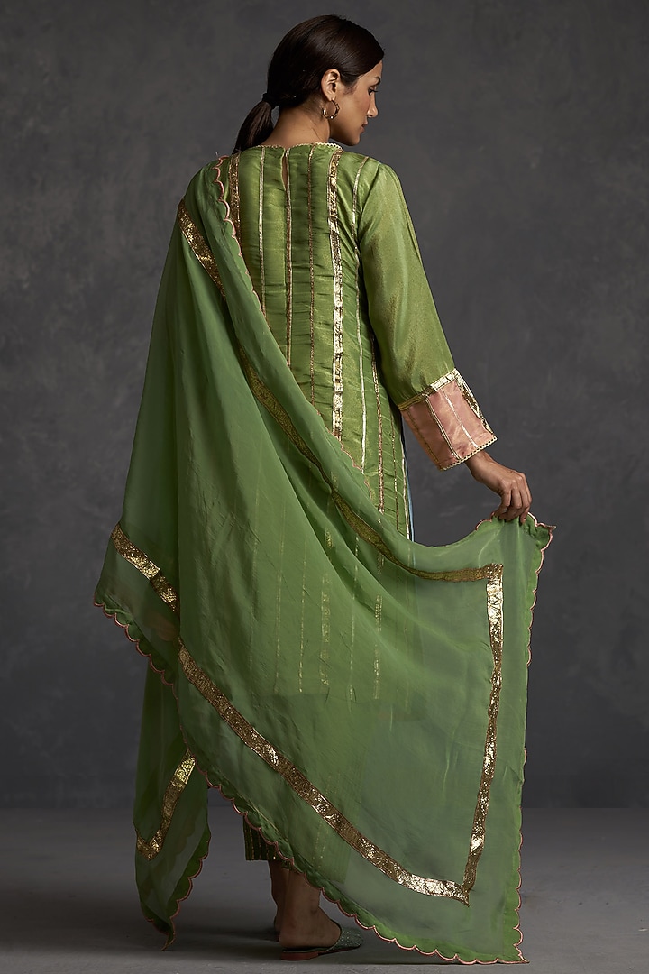 Green Handworked Kurta Set by Affroz at Pernia's Pop Up Shop