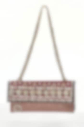 Blush Cotton Canvas Printed Foldover Chain Clutch by The Garnish Company
