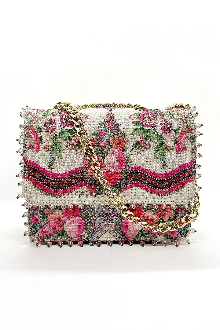White Sequins Mon Amor Printed Sling Bag by The Garnish Company