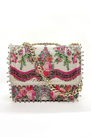 White Sequins Mon Amor Printed Sling Bag by The Garnish Company