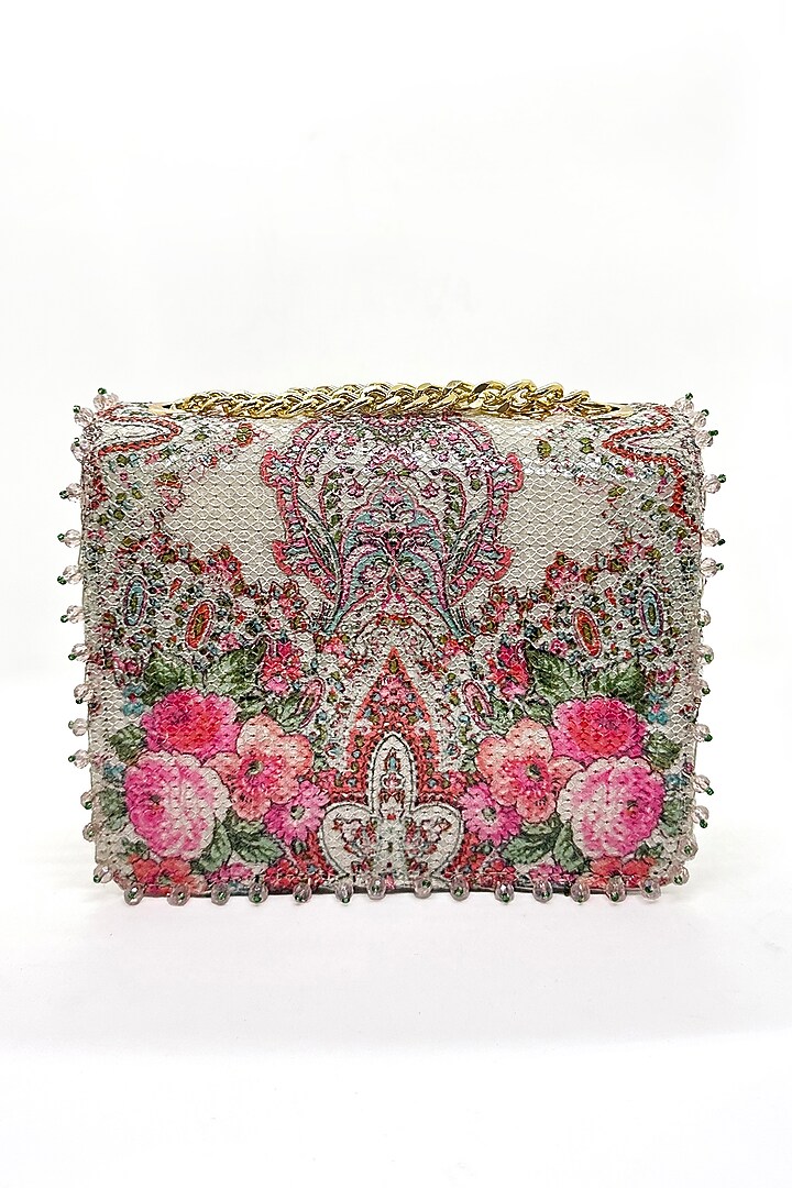 White Sequins Mon Amor Printed Sling Bag by The Garnish Company at Pernia's Pop Up Shop