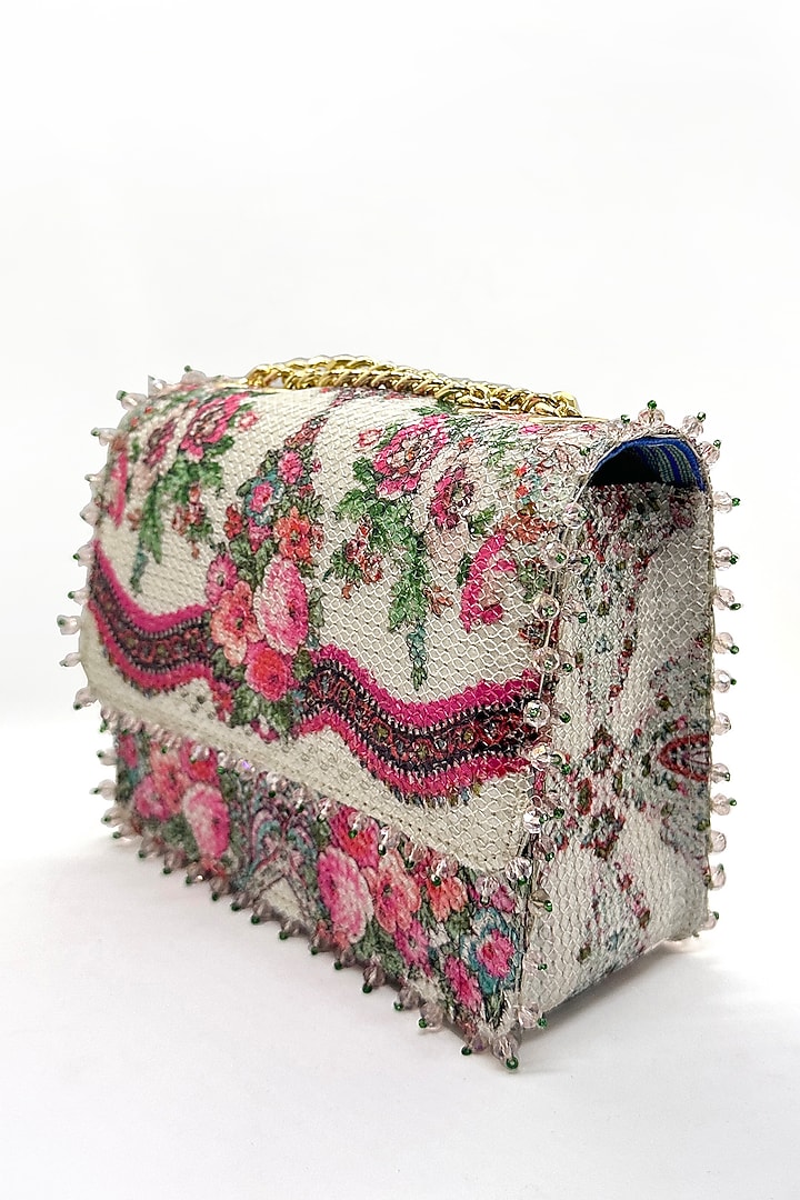 White Sequins Mon Amor Printed Sling Bag by The Garnish Company at Pernia's Pop Up Shop