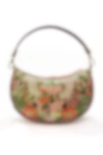 White Sequins Printed Crescent Dual Sling Bag by The Garnish Company