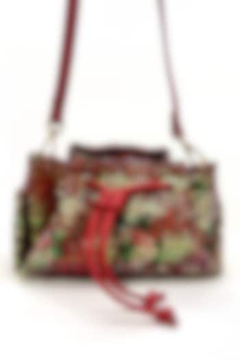 Red Sequins Printed Drawstring Bag by The Garnish Company
