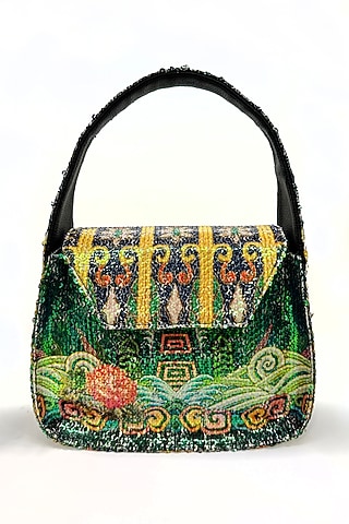 Multi-Colored Sequins Printed Square Bag by The Garnish Company