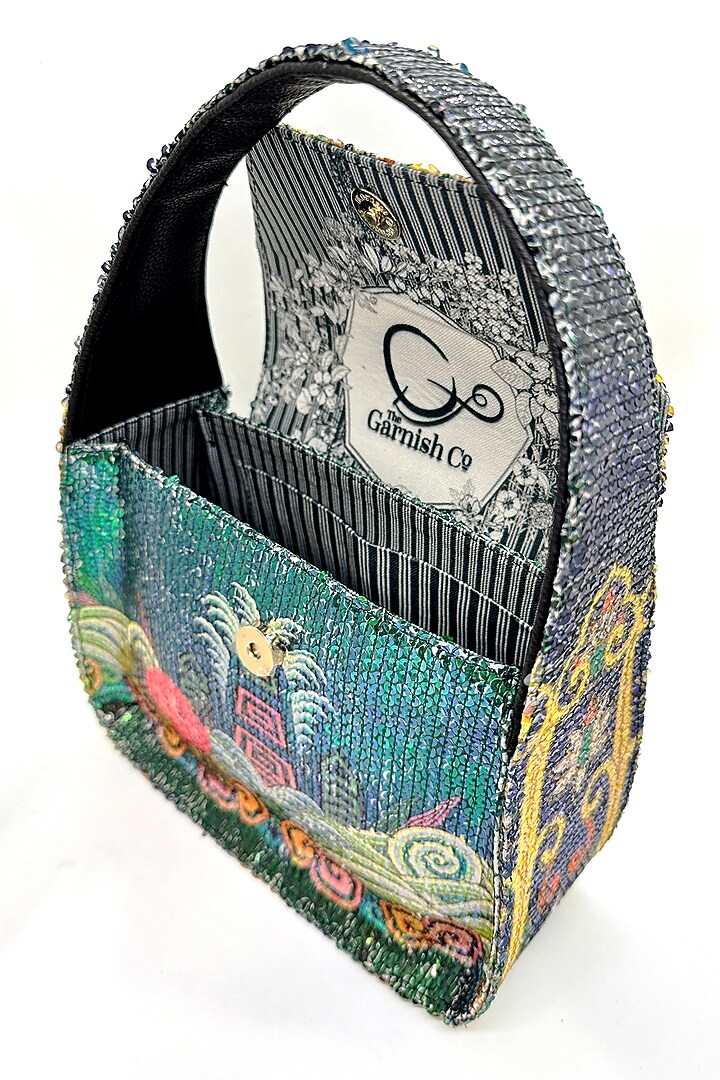 Multi-Colored Sequins Printed Square Bag by The Garnish Company at Pernia's Pop Up Shop