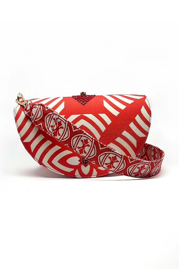 Red Cotton Canvas Crescent Sling Bag by The Garnish Company
