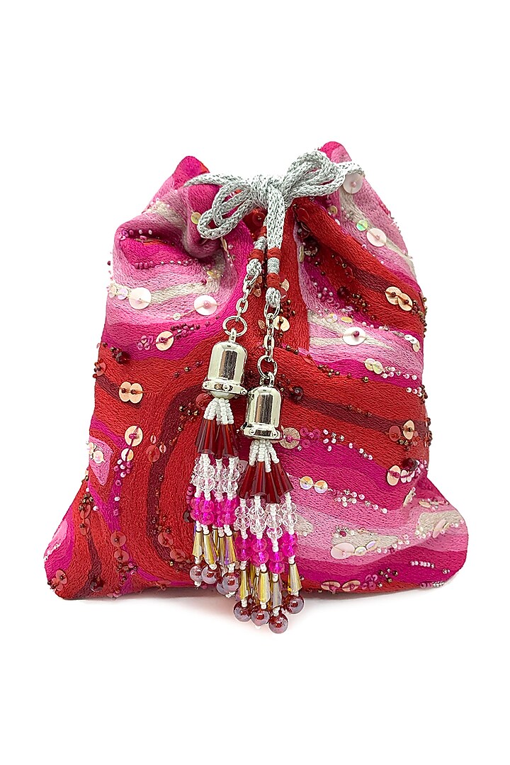 Red & Pink Embroidered Bag by The Garnish Company