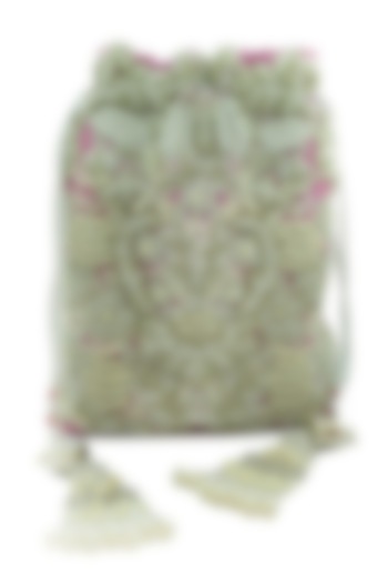 Silver Embroidered Rectangular Potli Bag by The Garnish Company