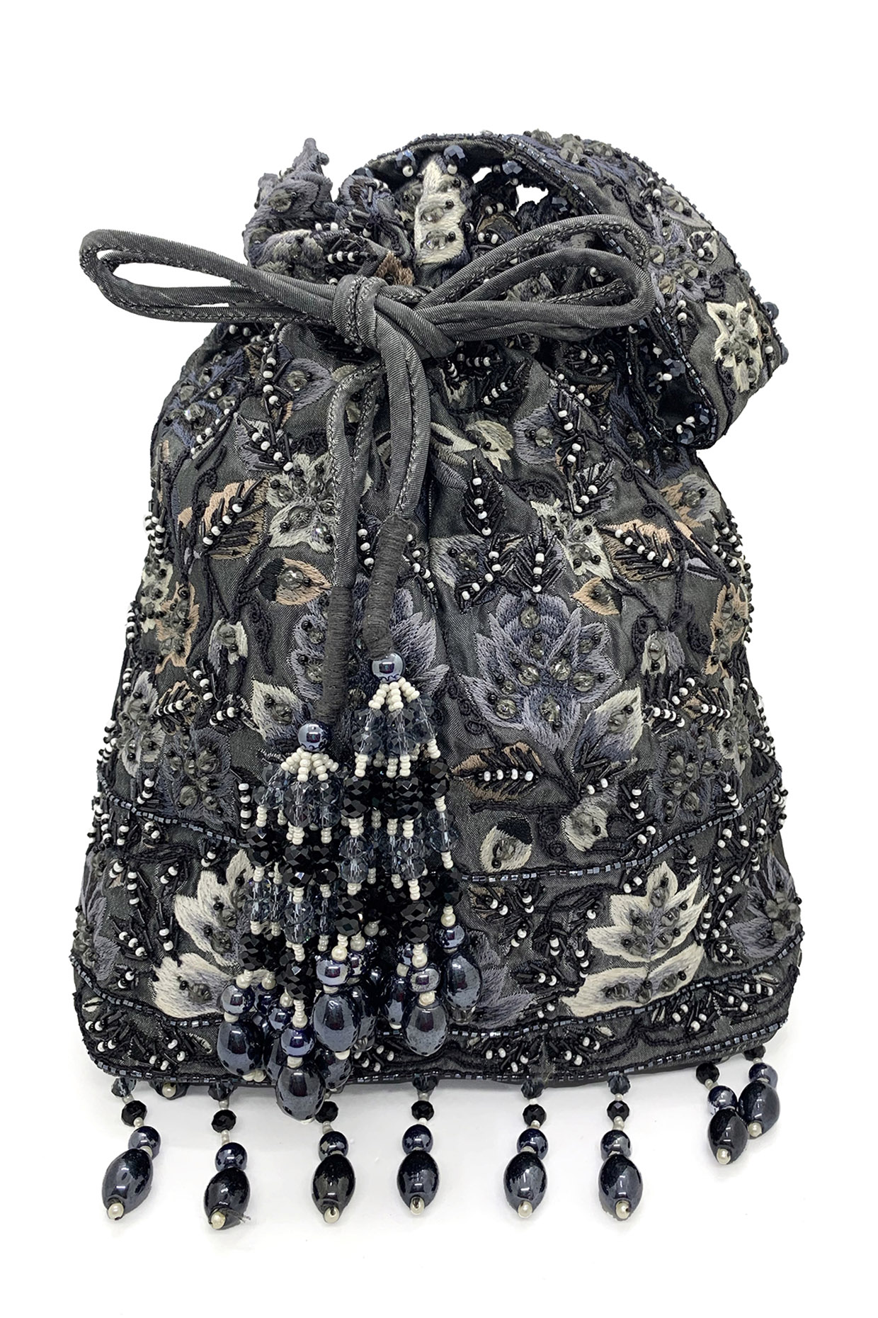Black Embroidered Rectangular Bag by The Garnish Company at Pernia's Pop Up Shop