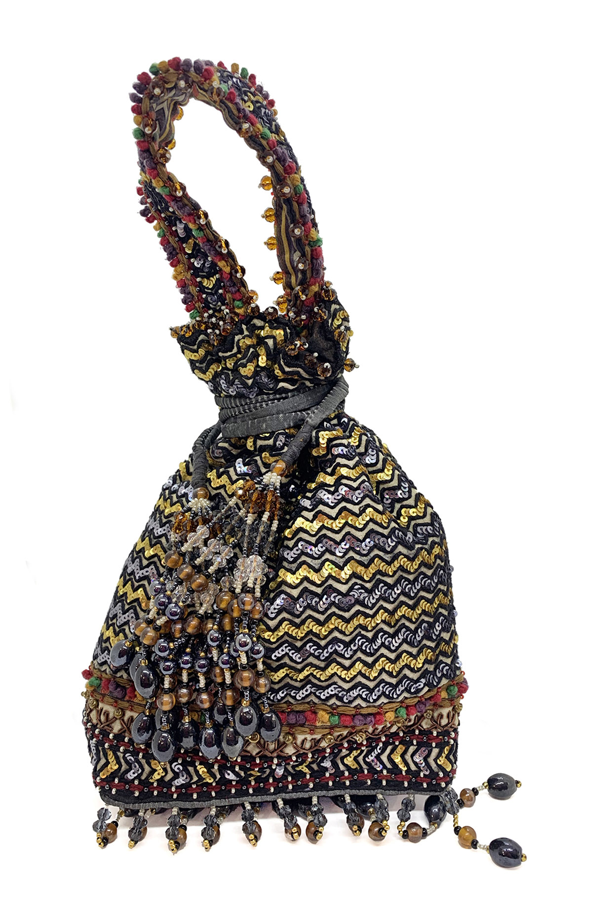 Black Sequins Embroidered Rectangular Bag by The Garnish Company at Pernia's Pop Up Shop