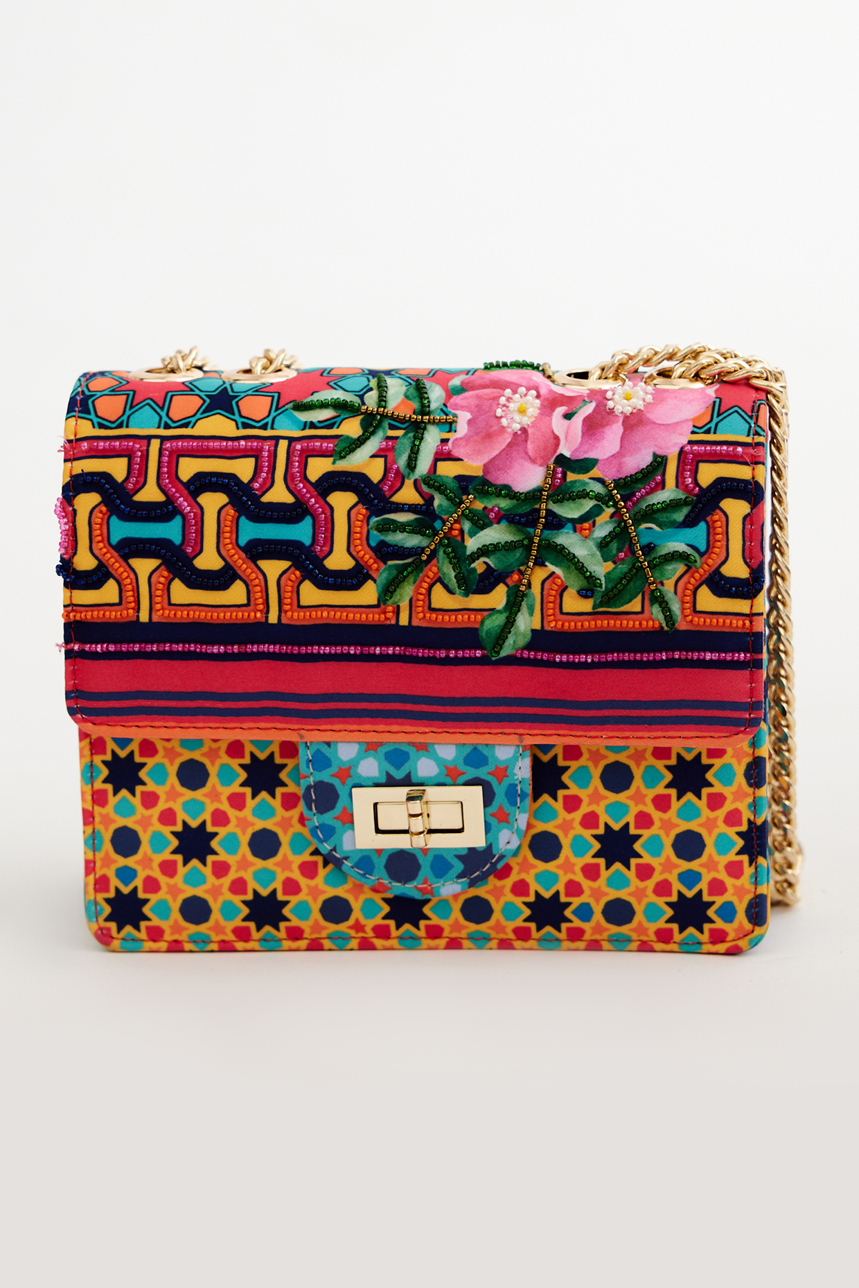 Multi-Colored Cotton Canvas Printed Sling Bag by The Garnish Company at Pernia's Pop Up Shop