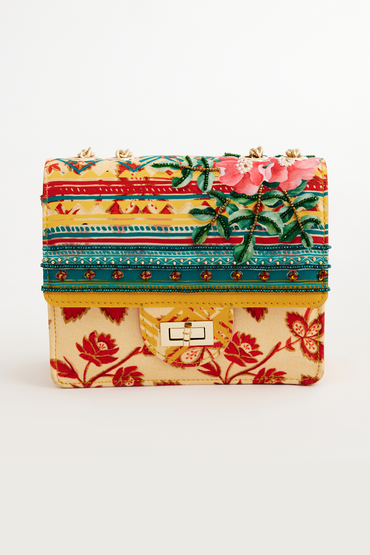 Multi-Colored Cotton Canvas Printed Sling Bag by The Garnish Company at Pernia's Pop Up Shop