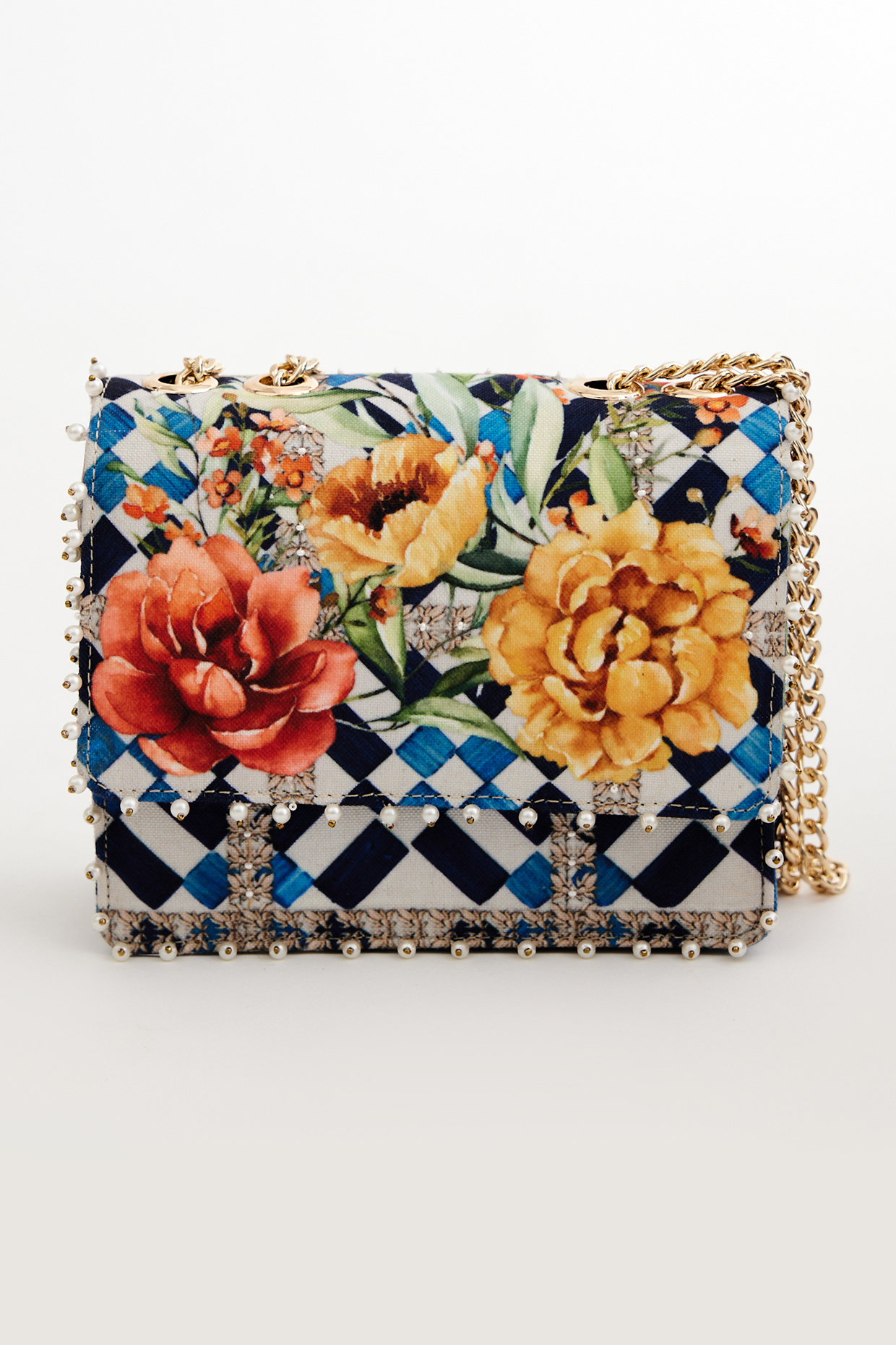 Multi-colored Cotton Canvas Printed Sling Bag by The Garnish Company at Pernia's Pop Up Shop