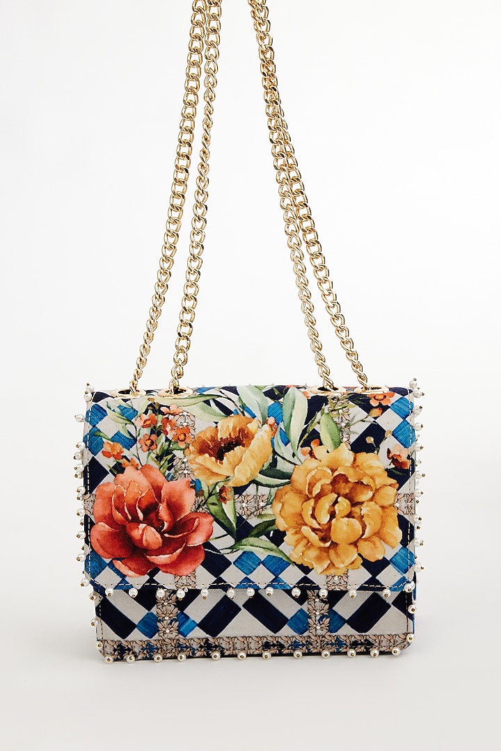 Multi-colored Cotton Canvas Printed Sling Bag by The Garnish Company at Pernia's Pop Up Shop