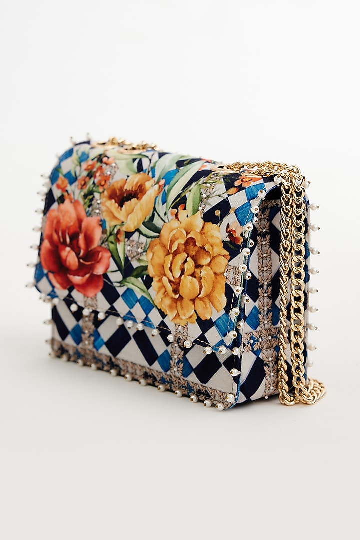 Multi-colored Cotton Canvas Printed Sling Bag by The Garnish Company at Pernia's Pop Up Shop