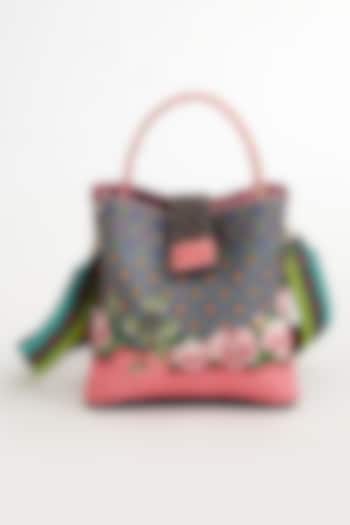 Multi-colored Cotton Canvas Printed Bucket bag by The Garnish Company