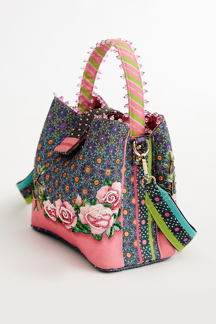 Multi-colored Cotton Canvas Printed Bucket bag by The Garnish Company at Pernia's Pop Up Shop