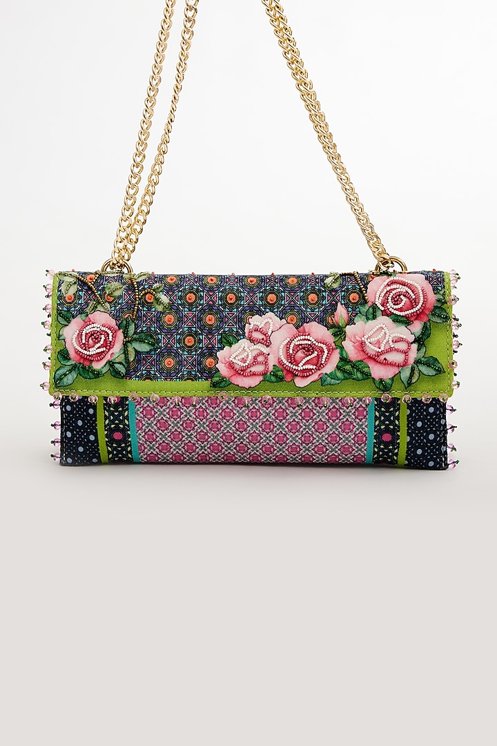 Multi-colored Cotton Canvas Printed Clutch by The Garnish Company