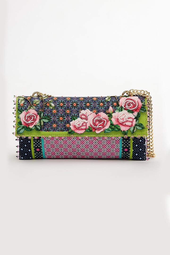 Multi-colored Cotton Canvas Printed Clutch by The Garnish Company at Pernia's Pop Up Shop