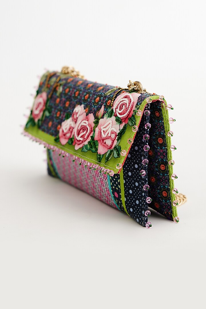Multi-colored Cotton Canvas Printed Clutch by The Garnish Company at Pernia's Pop Up Shop