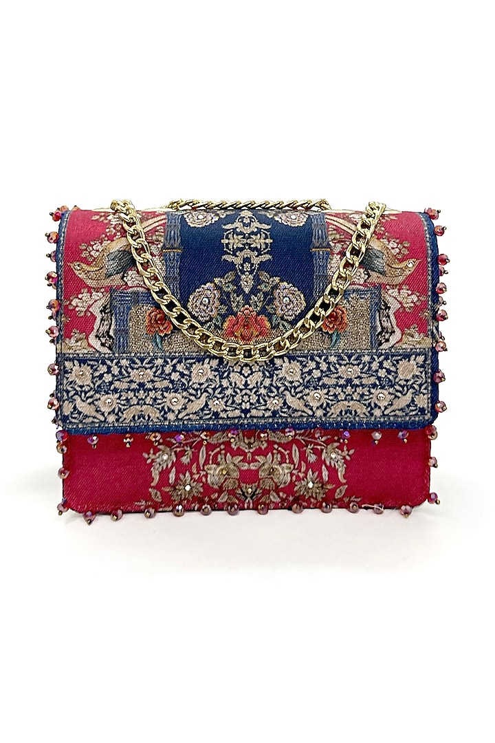 Red & Blue Cotton Canvas Printed Sling Bag by The Garnish Company