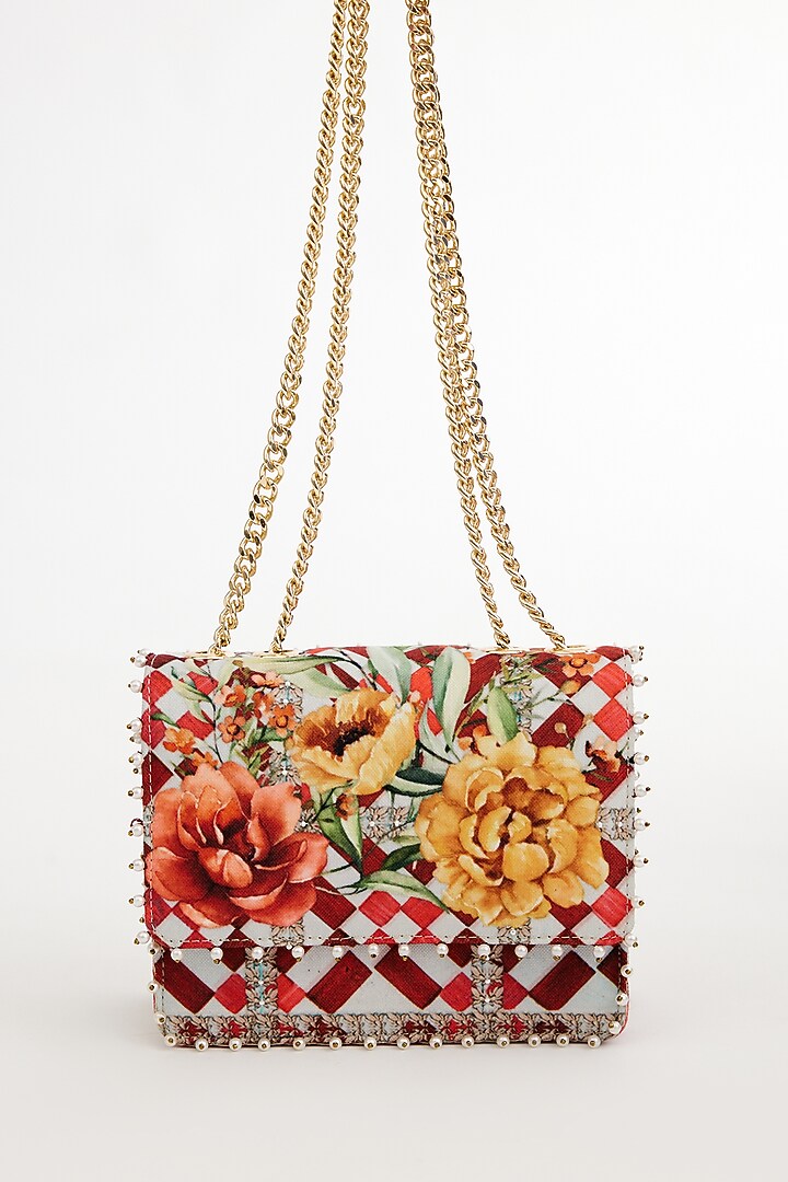 Multi-colored Cotton Canvas Printed Sling Bag by The Garnish Company at Pernia's Pop Up Shop