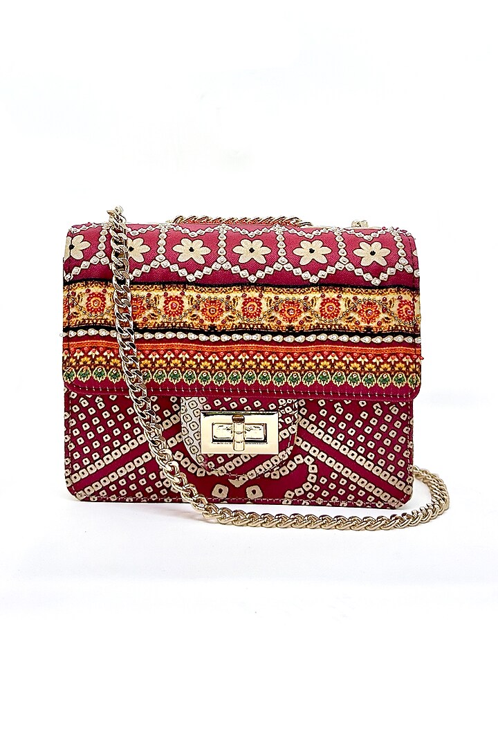 Multi-Colored Cotton Canvas Printed Sling Bag by The Garnish Company at Pernia's Pop Up Shop
