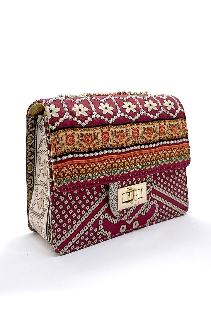 Multi-Colored Cotton Canvas Printed Sling Bag by The Garnish Company at Pernia's Pop Up Shop