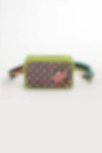 Lime Green Cotton Canvas Embroidered Camera Bag by The Garnish Company