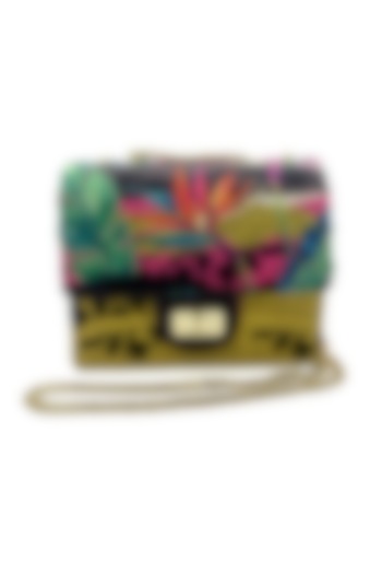 Multi-Colored Printed & Embroidered Sling Bag by The Garnish Company at Pernia's Pop Up Shop