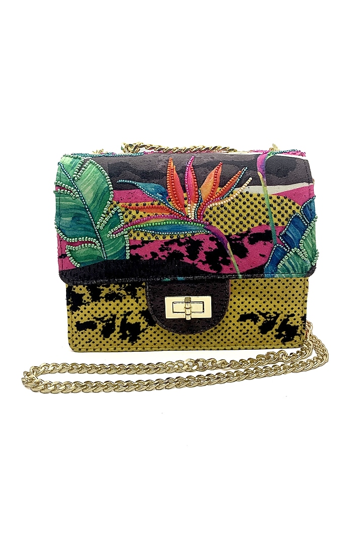 Multi-Colored Printed & Embroidered Sling Bag by The Garnish Company at Pernia's Pop Up Shop