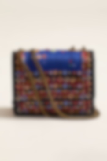 Blue Bandhej Printed & Embroidered Sling Bag by The Garnish Company