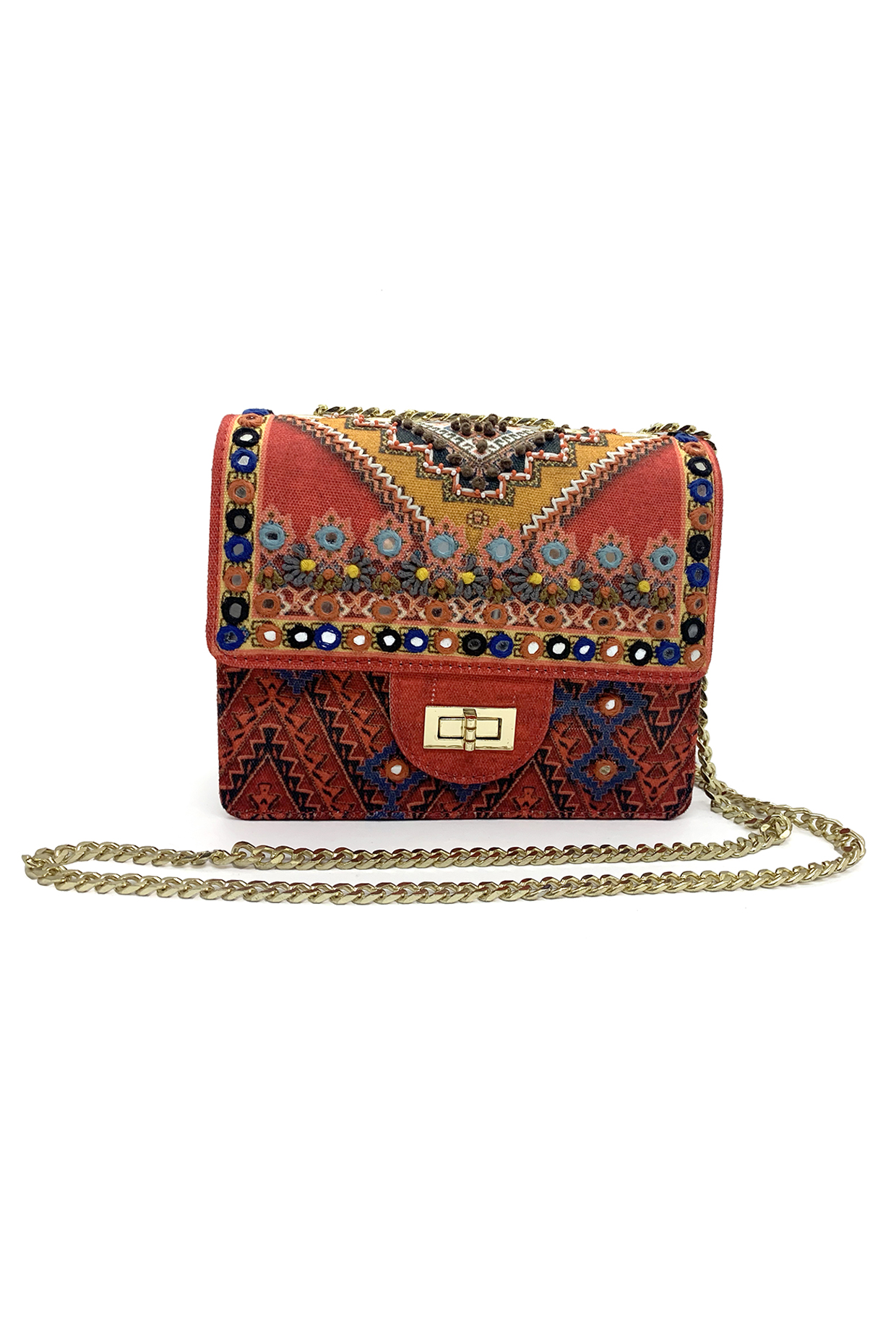 Red Kutch Printed Sling Bag by The Garnish Company