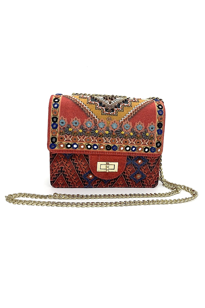 Red Kutch Printed Sling Bag by The Garnish Company