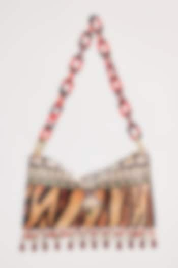 Brown Satin Pearl & Bead Embellished Handbag by The Garnish Company at Pernia's Pop Up Shop