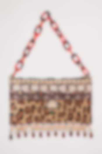 Brown Satin Pearl & Bead Embellished Handbag by The Garnish Company at Pernia's Pop Up Shop