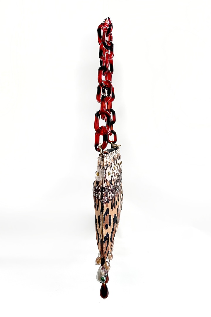 Brown Satin Pearl & Bead Embellished Handbag by The Garnish Company at Pernia's Pop Up Shop