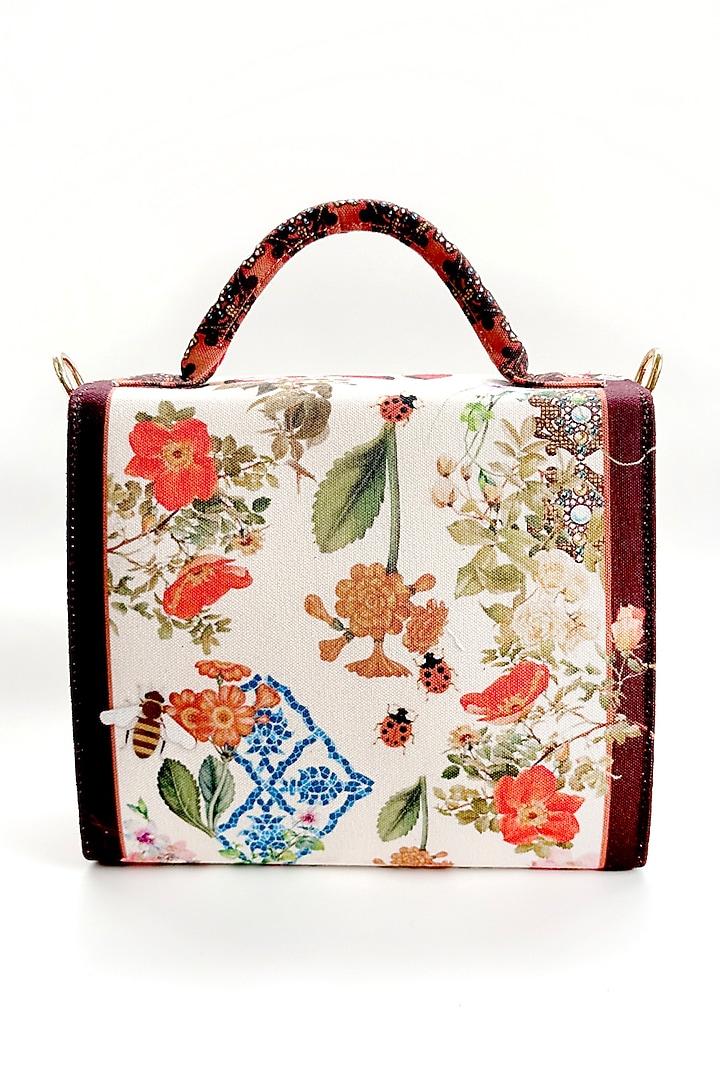 Cream Cotton Floral Printed Hand Bag by The Garnish Company at Pernia's Pop Up Shop