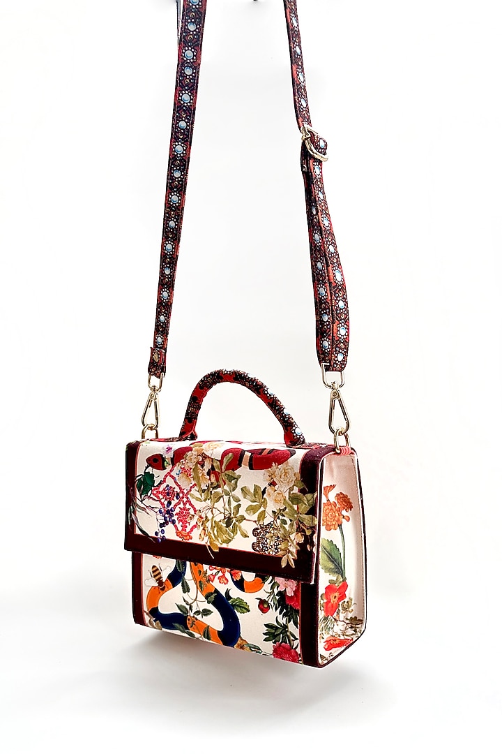 Cream Cotton Floral Printed Hand Bag by The Garnish Company at Pernia's Pop Up Shop