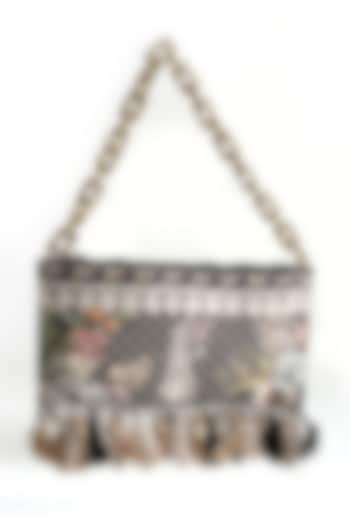 Black Satin Pearl & Bead Embellished Handbag by The Garnish Company at Pernia's Pop Up Shop